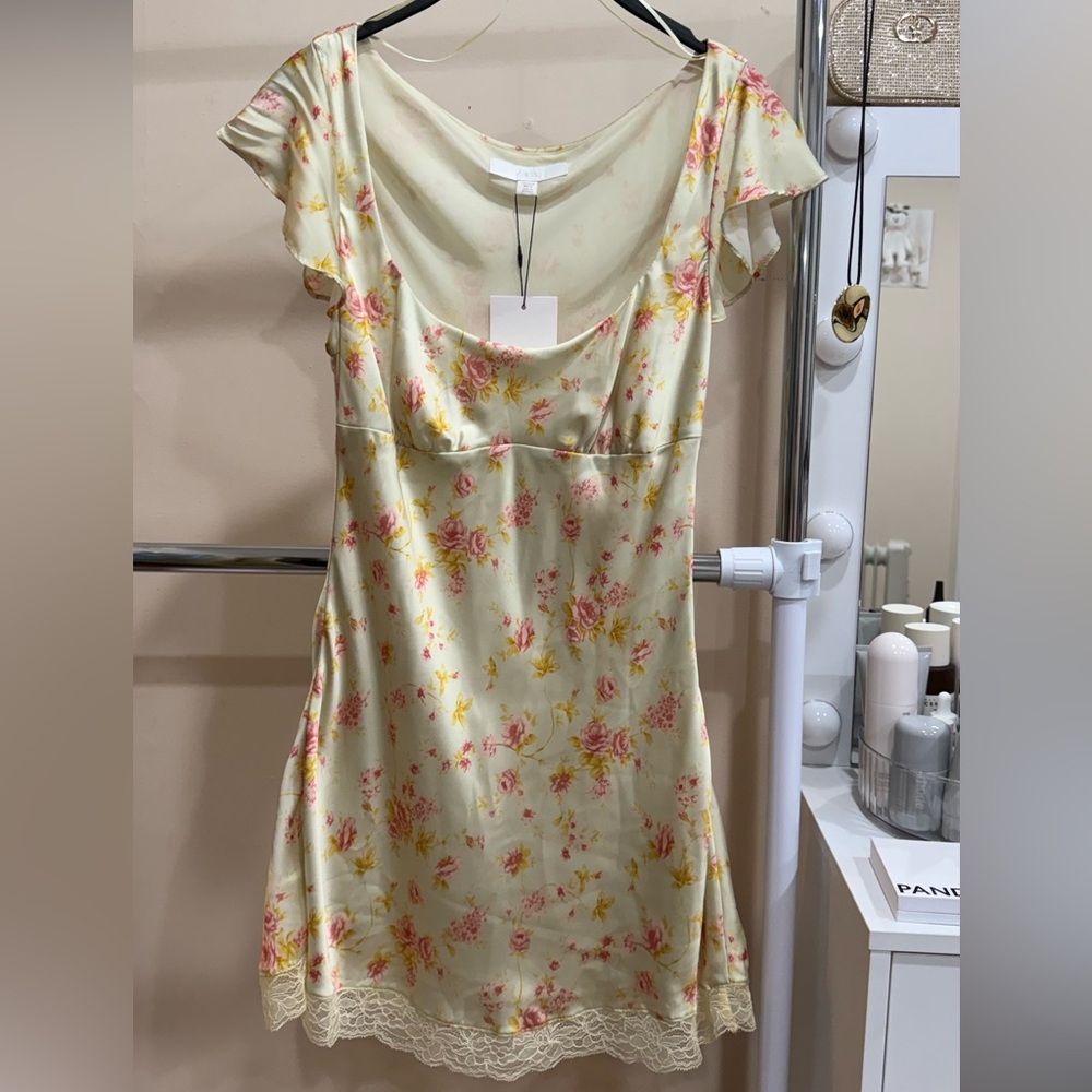 Zara Floral Slip Dress Lace Trim – Feminine Cottagecore Style